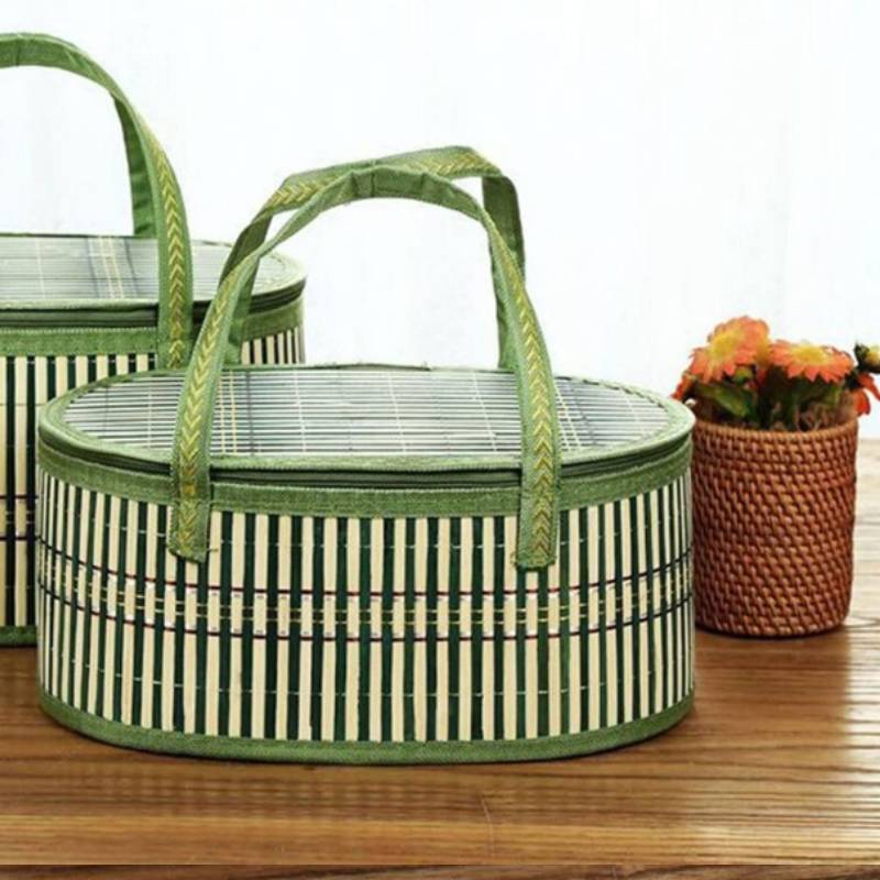 Traditional Bamboo Storage Basket With Handcrafted Design For Kitchen Organization