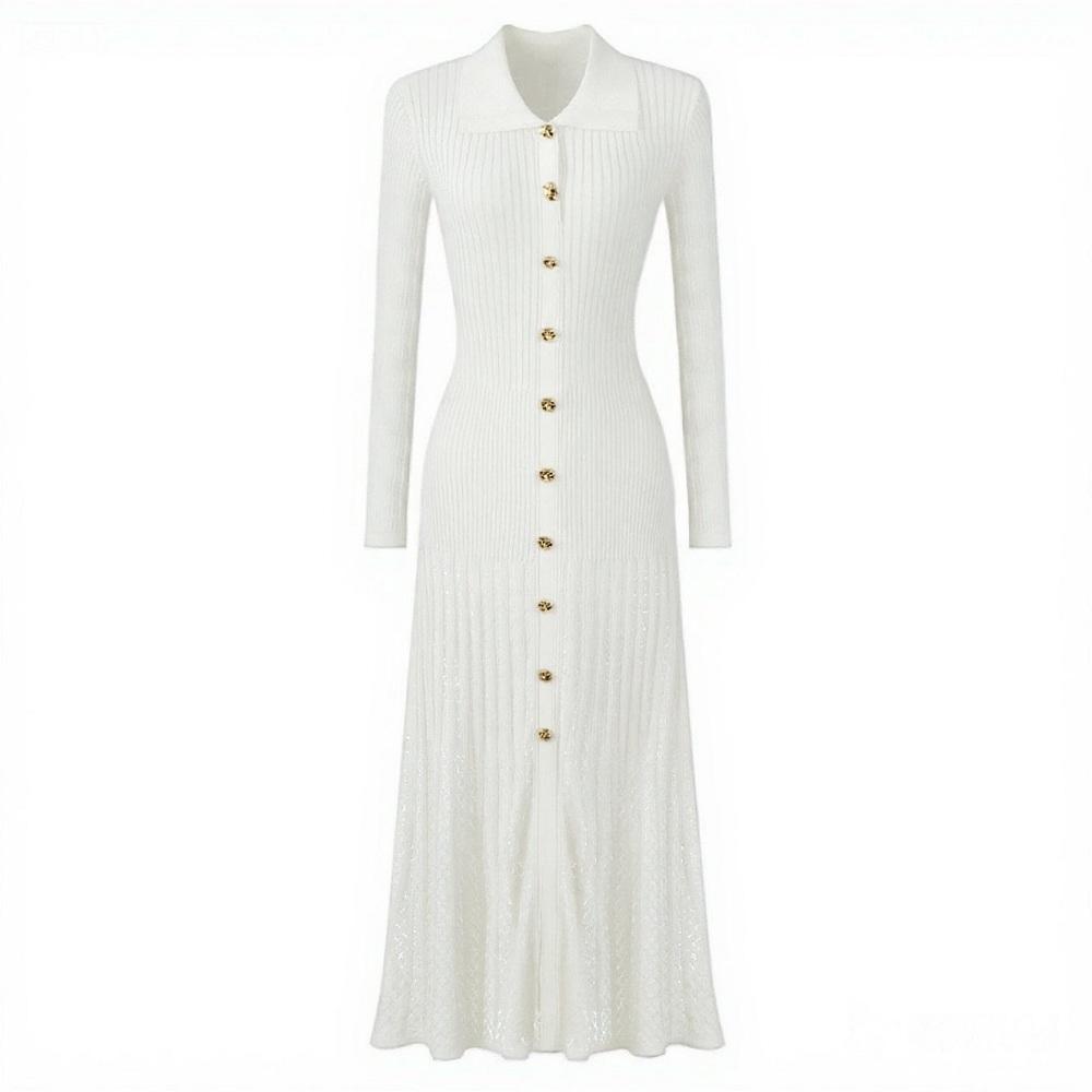 Pletené vintage šaty s dlouhým rukávem ve velkých velikostech, novinka, pro ženy, ležérní jarní podzimní šaty