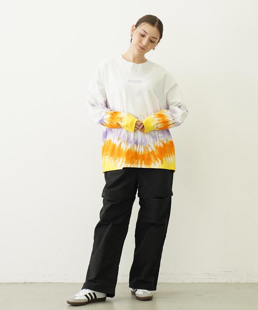 Milkfed Batik-Muster Langarmshirt, Weiß, Größe S (103251011004)