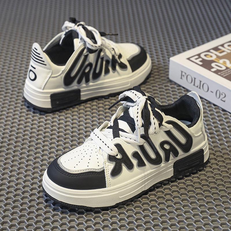 

Children s board shoes 2025 autumn middle and older children s leather surface breathable casual shoes non-slip and wear-resistant sports shoes boys 40