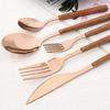 5-teiliges Besteckset mit Holzgriff Edelstahl-Tafelgeschirr Steakmesser Gabel Dessertlöffel Besteck Westliche Küche Flachbesteck