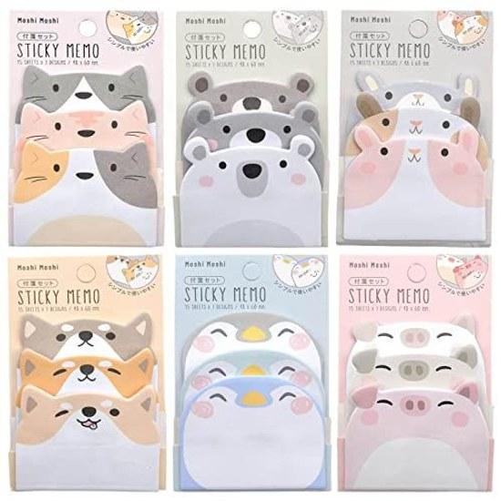 Sticky notes memo pad cute animals 6 book set 45 sheets6 books 270 sheets message seals notebook paper animal-shaped interesting stationery strong you