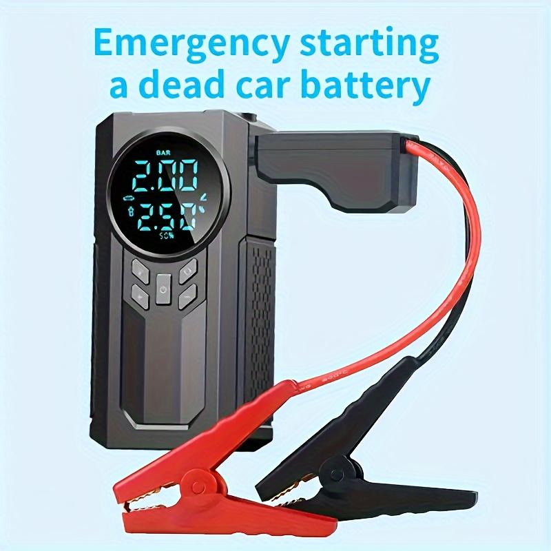 1pc Portable Cordless Car Battery Emergency Starter, Tire Air Pump, Air Compressor To Easily Inflate Tires, LED Display, With Flashlight