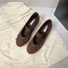 5 cm higher bow elastic band fluffy shoes women's 2025 new ballet style velvet warm round head single shoes