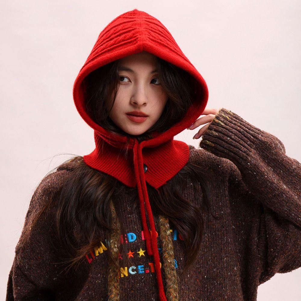 Zesílený pletený nákrčník s kapucí, pulovr, čepice beanie, zimní kukla, čepice pro jízdu