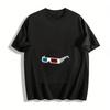 Optical Illusion Glasses Print Casual Short Sleeve T-Shirt Pure Cotton T-shirt
