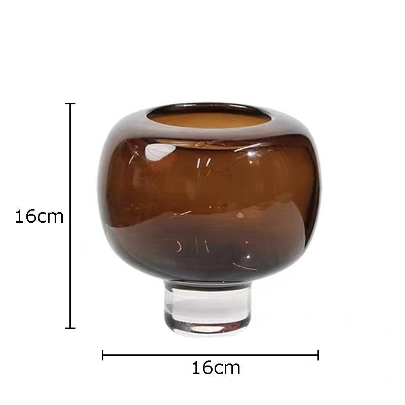 Minimalism Amber Color Glass Vase Floral Vases Desk Decoration Flower Arrangement Hydroponics Flower Pots Modern Home Decor
