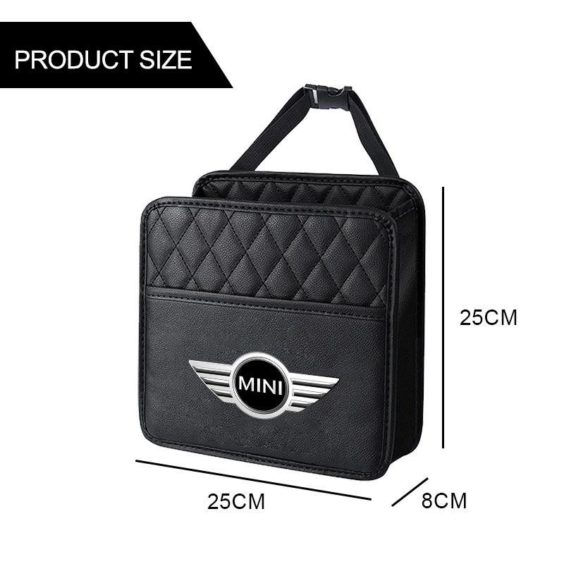 Car Tissue Box PU Leather Auto Seat Hanging Paper Towel Holder Storage Accessories For MINI F54 F55 F56 R56 R60 SONE Roadster Clubman Coupe