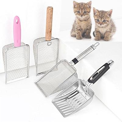Kattlådeskopa i rostfritt stål med finmaskigt nät, stor storlek, för bentonitströ