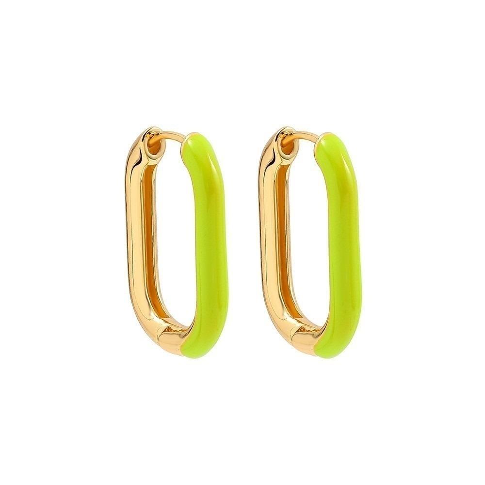 1 Pair Retro Geometric Hoop Earrings Minimalist Colorful Enamel Earrings  Women Jewelry
