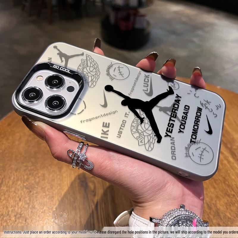 Stříbrný kryt na telefon Dunking Flyer pro iPhone 12 Pro Max až řadu 17, včetně 13/14 Plus a 16