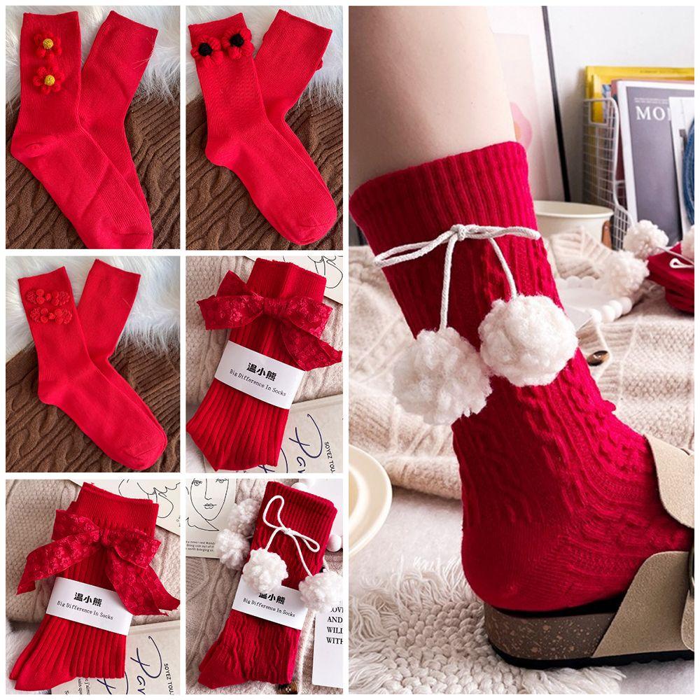 Cotton Zodiac Year Socks Bowknot Hairball Bowknot Stocking Kawaii In Tube Socks  Christmas