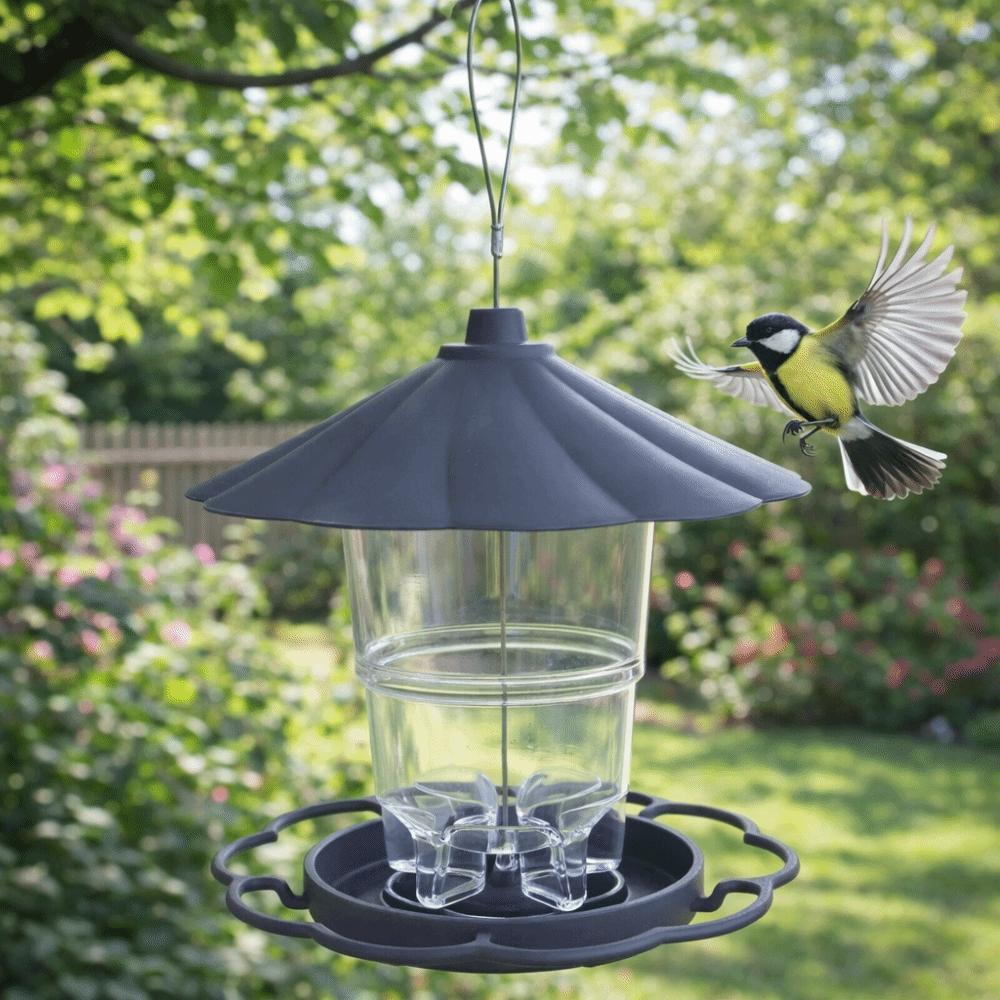 Folding Hanging Wild Bird Feeder Waterproof with Lanyard Automatic Bird Feeder Gazebo Style Large Capacity