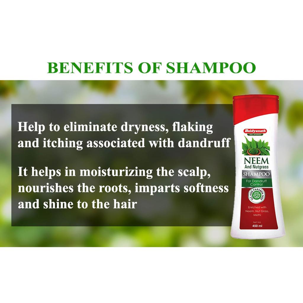 Baidyanath Asli Ayurved Neem And Nutgrass Shampoo 450 ML Pack Of 1 For Soft, Shiny, Nourished Hair