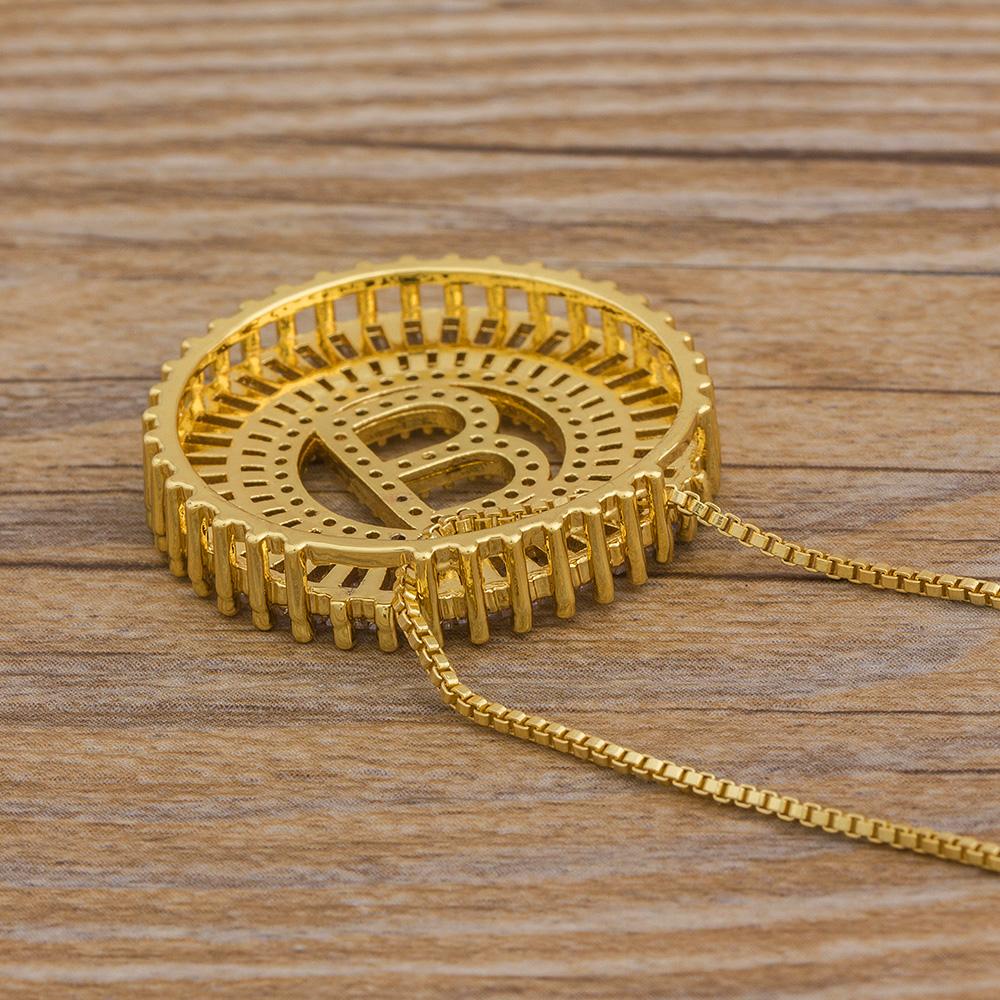 AIBEF Top Quality 3 Colors 26 Initial Letter Necklace Micro Pave CZ Pendant Necklaces Copper Charm Statement Jewelry Women Gift