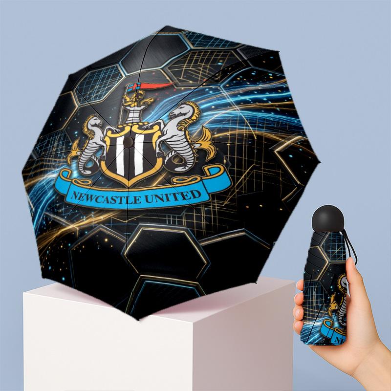 Newcastle United Football Pattern Printed Mini 5 Folds 8 Ribs Compact Umbrella Windproof Waterproof Lightweight Portable Folding