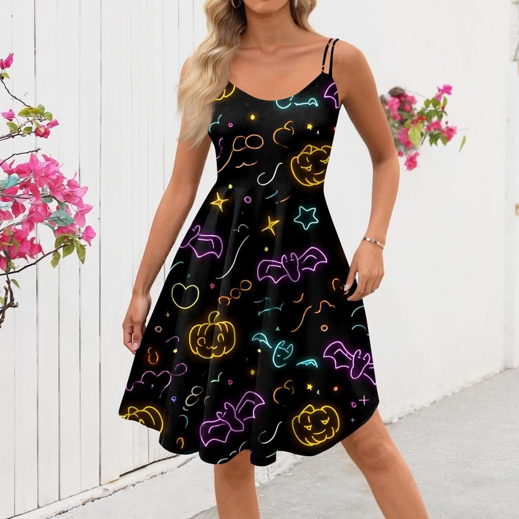 Kvinners Halloween-trykk Sexy Off-The-Shoulder Punk Vintage Kjole