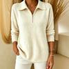 Women S Casual Solid Color Half Zip Lapel Sweater