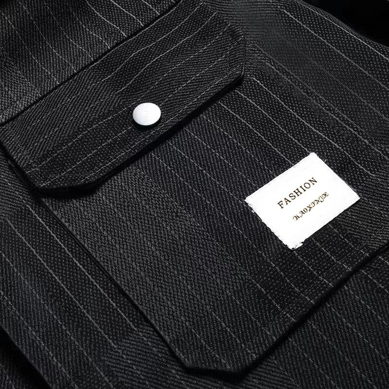 Herren Kunstleder Sterne Patches Denim Lederjacke Streetwear Streifen Schlank Oberbekleidung