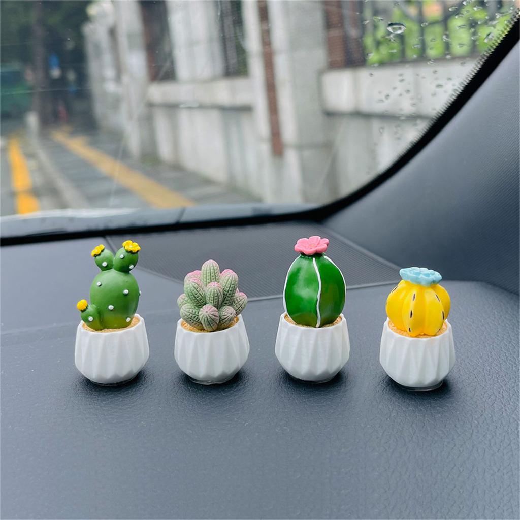 Mini Artificial Cactus and Bonsais Figure Resins Succulent Faux Potted Plant Figurine for Home and Office Desktop Decors