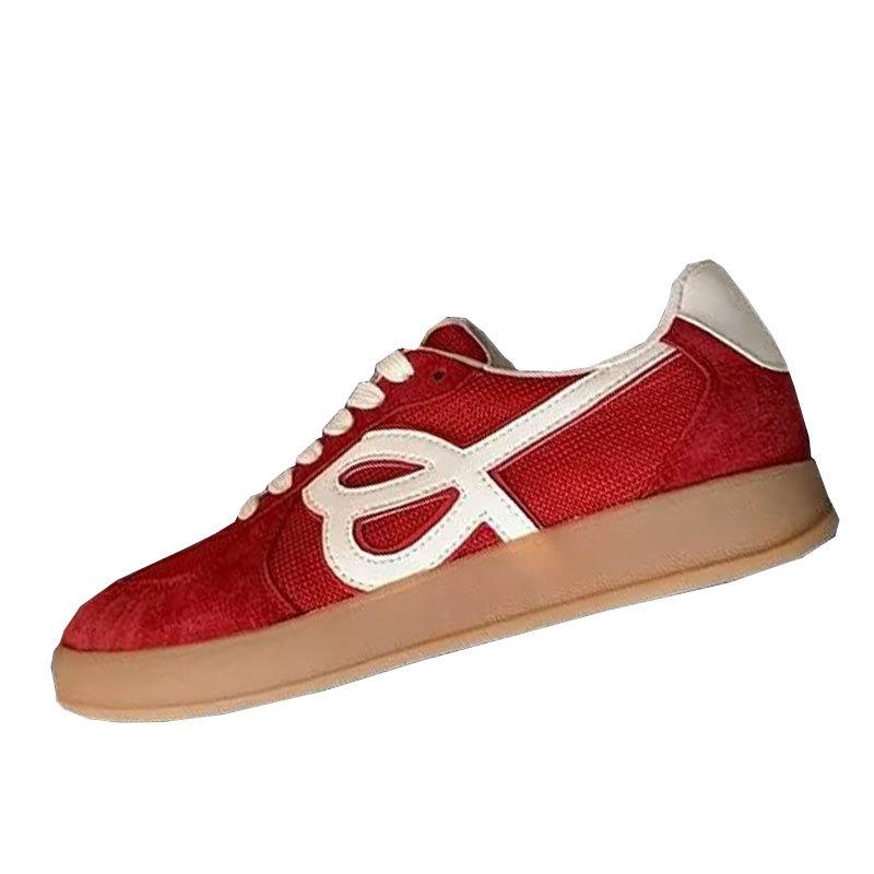 Soft leather version~ retro red German training shoes women's 2025 new color matching platform Forrest Gump shoes casual sports board shoes