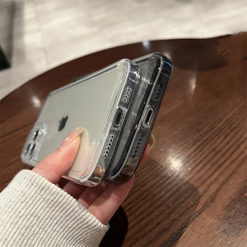 Anti-Knock Transparent Case for iPhone 15 14 Pro Max 13 12 11 X Xs Max XR 7 8 Plus SE 2020 2022 SE2 SE3 Soft Clear TPU Phone Back Cover Cases