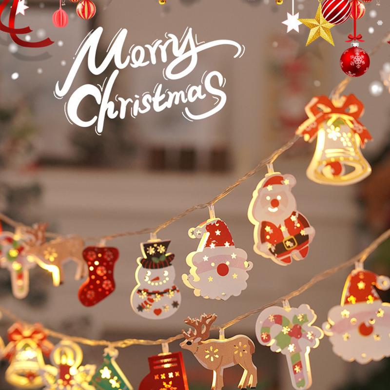 Christmas Deer Snowflake Led String Lights Battery Powered Fairy Lights Xmas Tree Ornament Decoration 2025 Navidad Gift New Year