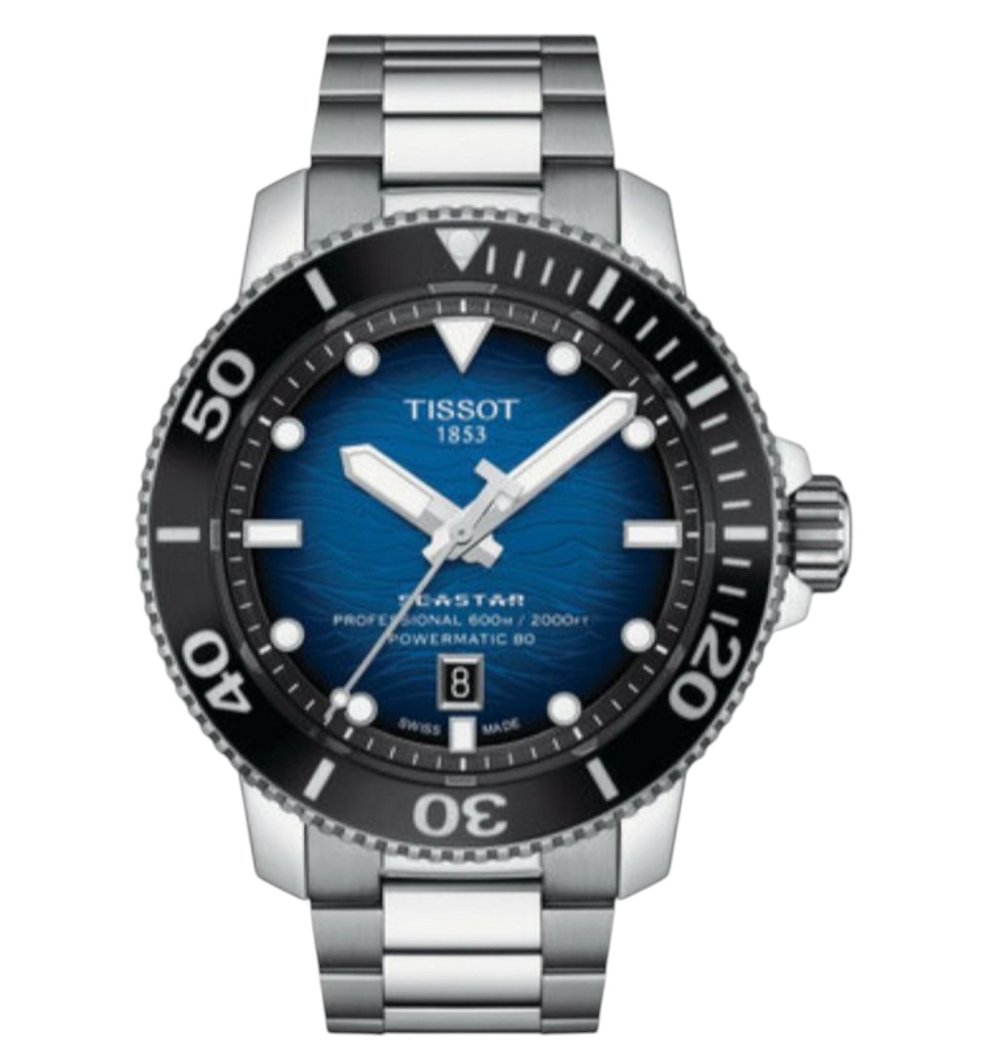 

Мужские часы Tissot Seastar 2000 Powermatic 80 T1206071104101 синий