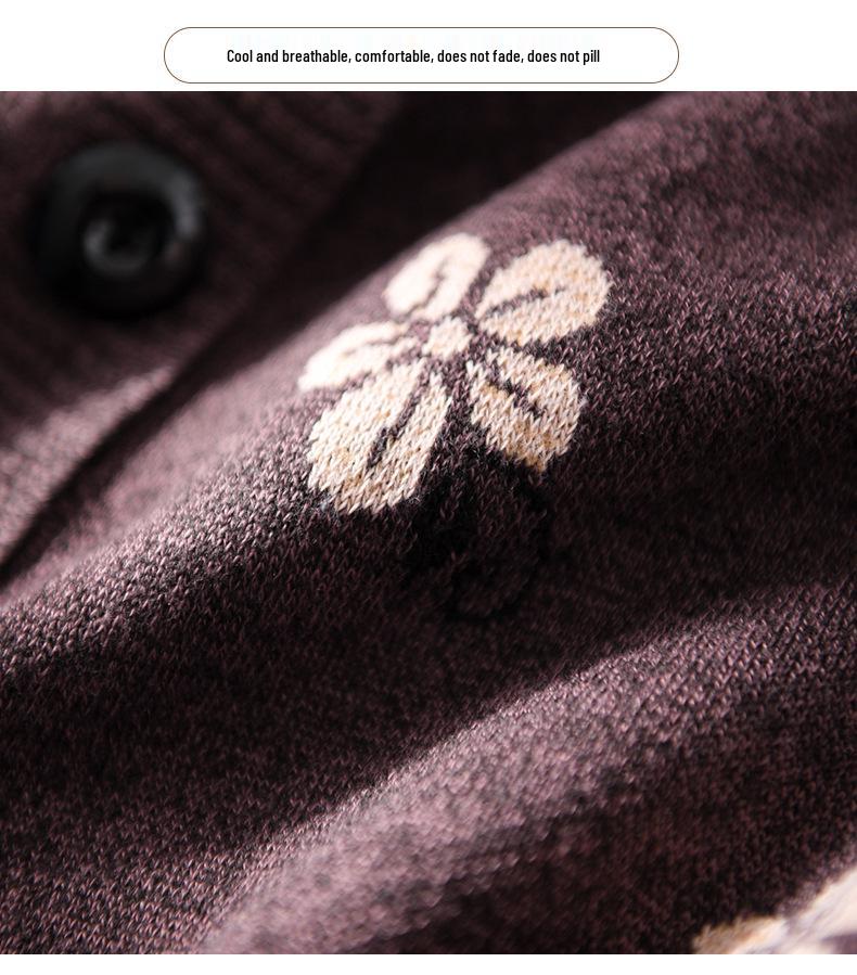 Autumn Winter Wool Cardigan for Middle-aged Women and Elderly - Comfortable Knitwear for Moms