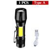 Outdoor Mini Portable T6 Flashlight USB Charging Small Flashlight Outdoor LED Camping Light Work Light with COB Side Lights