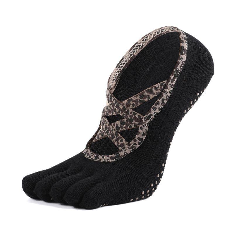 

Носки для йоги с пятью пальцами, нескользящие, профессиональные, женские, для фитнеса в помещении, йоги, нескользящие носки, комнатные носки, взрослые носки для пилатеса Full toe black