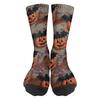 Unisex Breathable Mid-Calf Socks Halloween Patterned Comfortable Stretch Crew Socks Suitable for Daily Wear and Seasonal Use