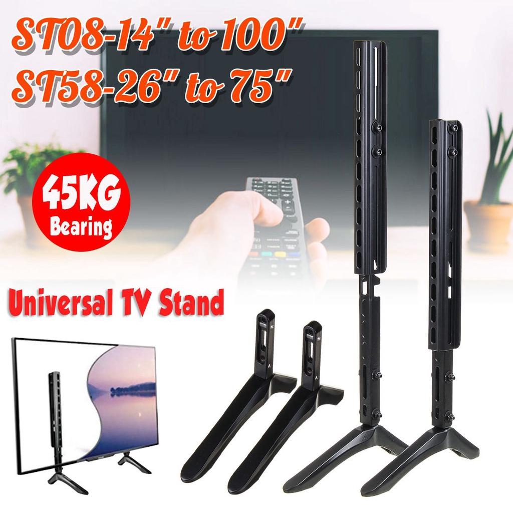 14-100 Inches Universal Table TV Stand Base LCD Flat Screen Table Top Pedestal Mount Iron Easy Installaation Load Up