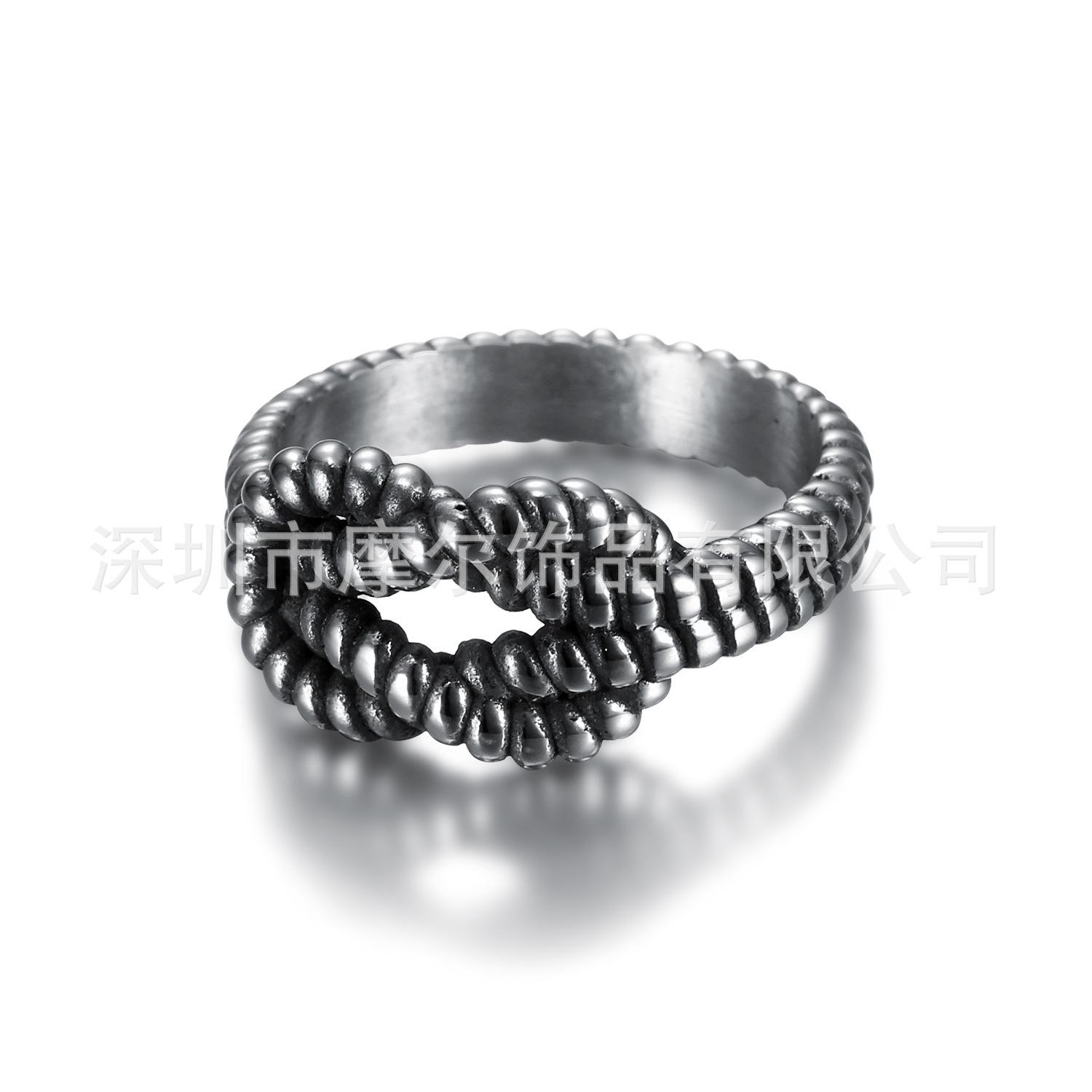 Retro old woven kink titanium steel ring, niche design a sexy neutral woven ring No. 7