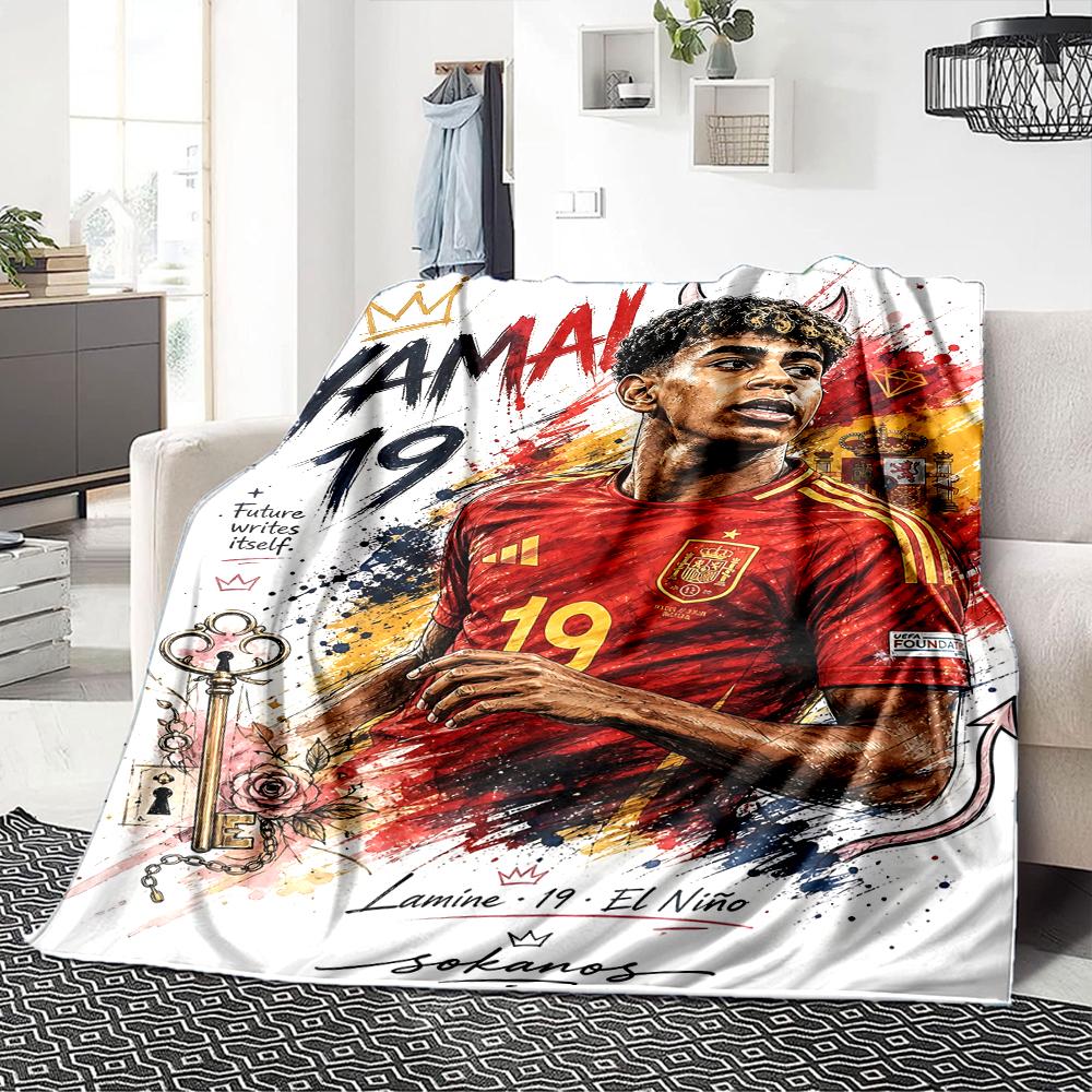 Football Player Action printed flannel breathable and warm blanket, a stylish home gift, suitable for home, office and bedspread use. 0710a4