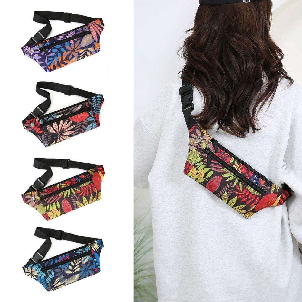 Practical Wear-resistant Running Waist Bag 3 Layers Lightsome Fanny Pack Nylon Headphone Cable Hole Crossbody Bag Outdoor