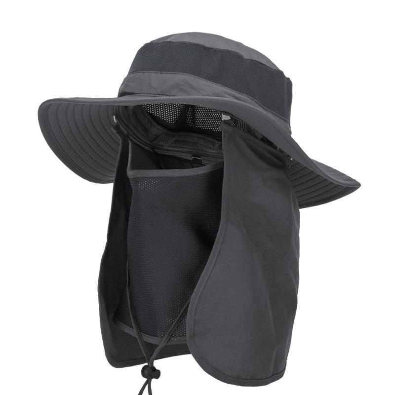 Spring and summer sunscreen cap, purple line, breathable big edge, sunshade protective bucket hat, mountaineering, cycling, fishing hat