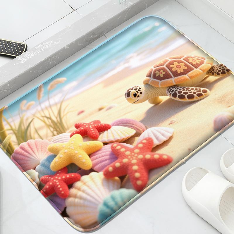 Bunte Badezimmertür-Matte mit Seestern-Muster, wasserabsorbierender kleiner Teppich, Toilettensitz-Matte, dekorative Bodenmatte, maschinenwaschbar