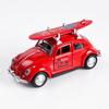 1:36 Rode Volkswagen Kever Diecast Auto met Surfplank, Legering Pull-Back Model met Open Deuren, Retro Zomerstrand Speelgoed voor Kinderen
