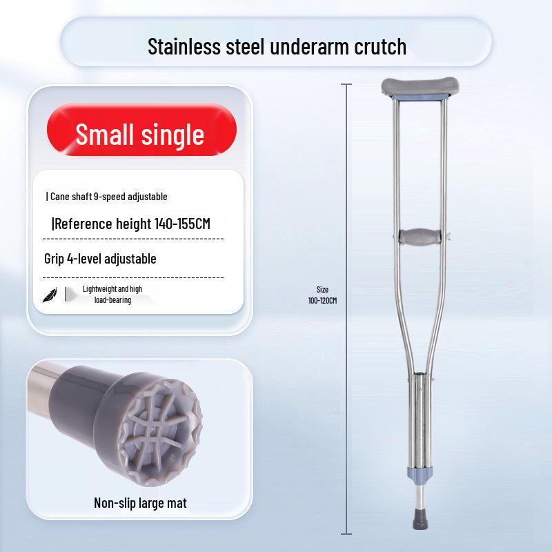 Multi-Gear Adjustable Aluminum Alloy Armpit Crutch for Adult Rehabilitation