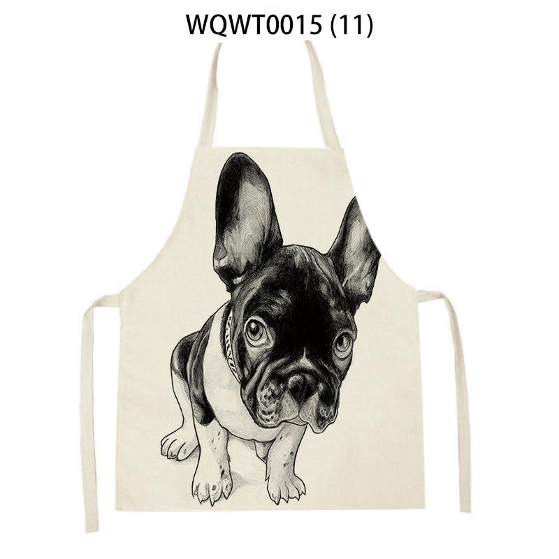Adult Kids Kitchen Apron Funny Cartoon Dog Printed Sleeveless Linen Baking Aprons for Men Women Home Cleaning Tools Delantal
