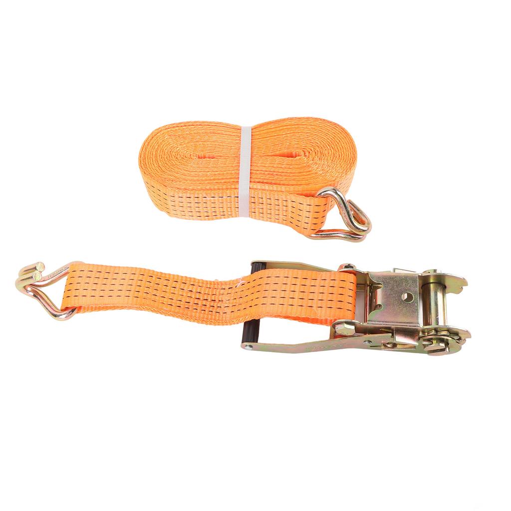 1 Set Tie Down Strap Orange Color Carbon Steel and Nylon 2500KG Working Tension Heavy Duty Ratchet