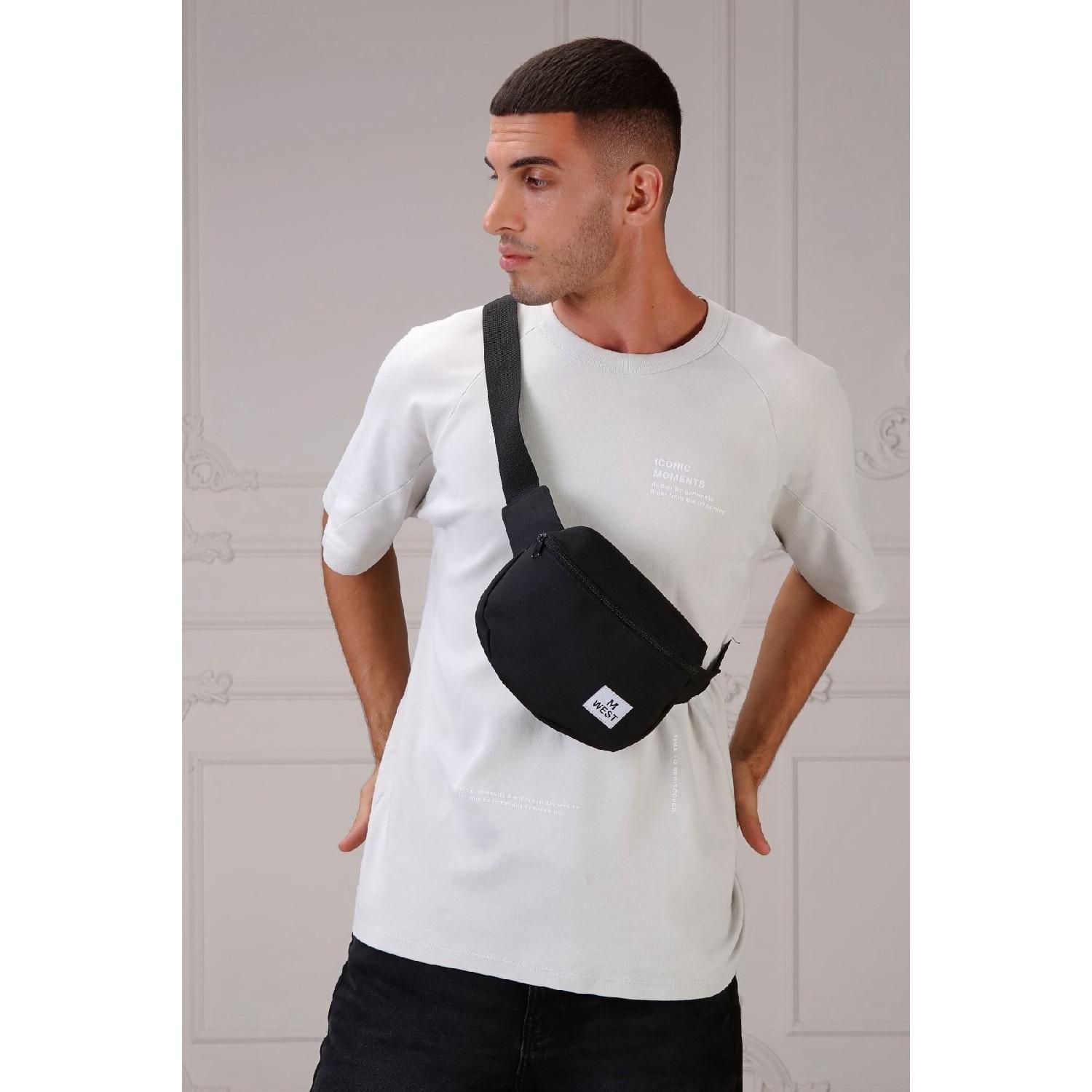 

Unisex Black Single Compartment Waist And Shoulder Bag чёрный