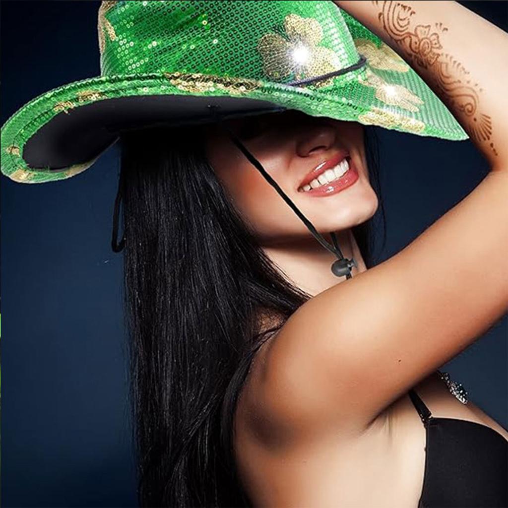 Shamrock Decoration Hat Suit Stage Performances Hat Sequins Celebrations Hat for Festives Parties