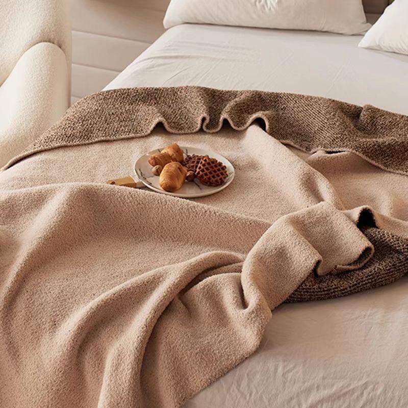 

Multi-function Soft Ins Nordic Style Solid Color Blanket Knitted Sofa Office Cover Blanket, Air-conditioned Bed End Nap Blanket 130 170