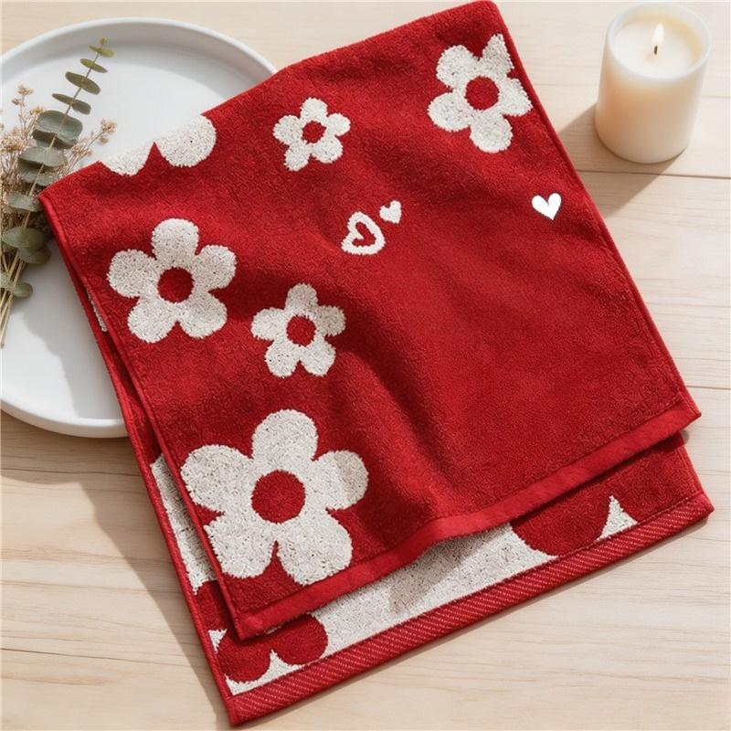 Hand Towel Red Floral Wedding Print Face Cloth For Wedding Favor New Couple Bathroom Daily Washing Gift