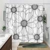 Elegant Daisy Cluster Shower Curtain - Black & White Botanical Art, Polyester, Washable Bath Decor For Modern Interiors
