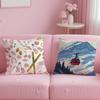 Ski Resort Prop Pillow Case Soft Plush Fabric Double-Sided Printed Cushion Cover Warm Winter Sofa Pillow Case