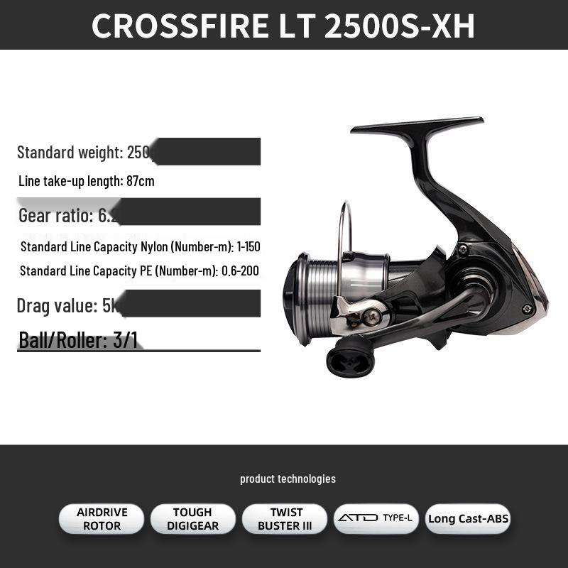Daiwa CROSSFIRE LT Spinning Reel - Lightweight Long Cast Metal Spool Fishing Reel, Available in 26 Models.