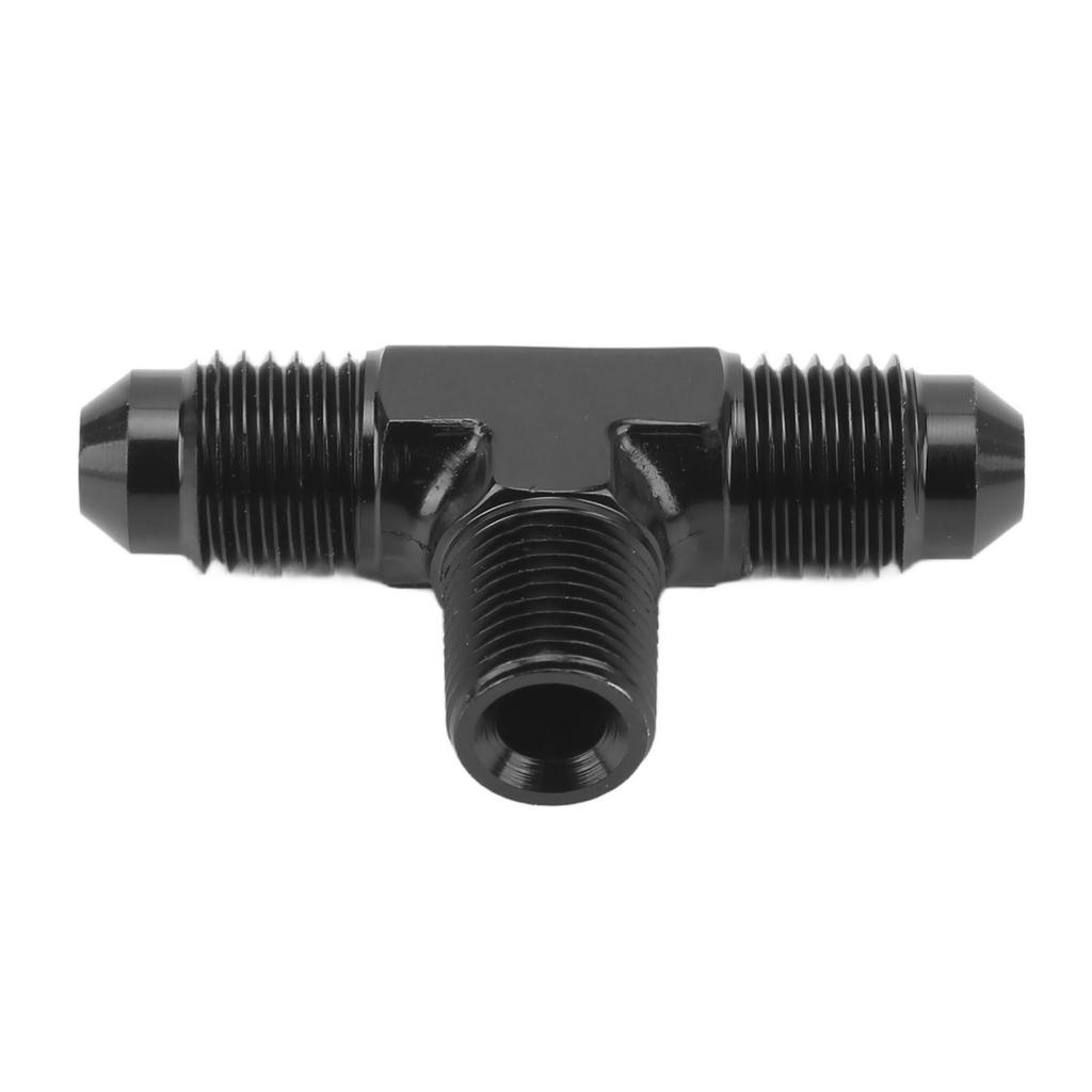 Tee Adapter 3 Way T Shaped Connector Fitting Aluminium Alloy Black Anodized Finish 4AN To 1 8 NPT